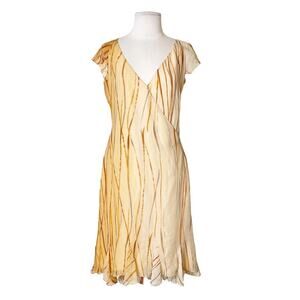 Richard Tyler Couture striped silk chiffon dress sz 10